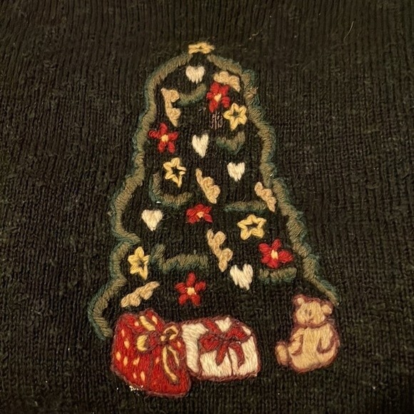 Woolrich Sweater Vintage Christmas Wool Festive Holiday Ugly Black Size Medium - Picture 5 of 6